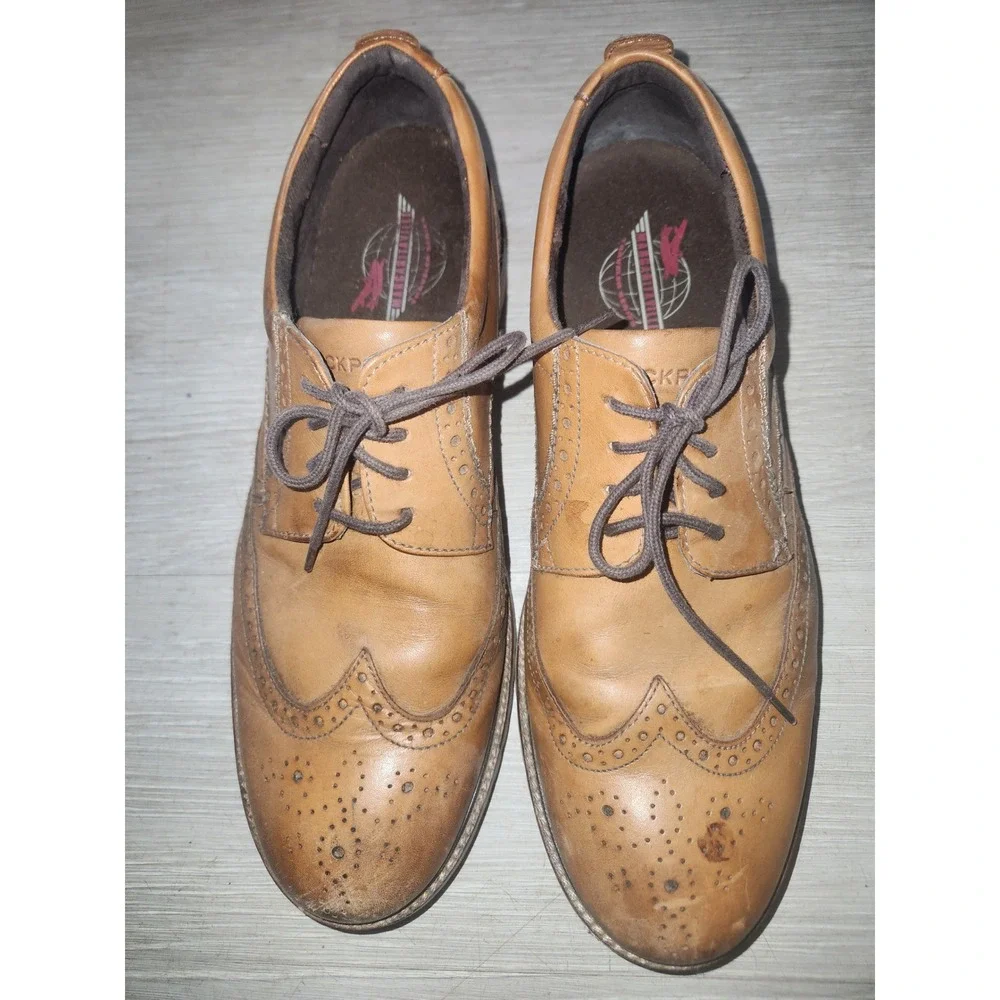 Rockport margaritaville H80142 Tan Leather Wingtip Brogue Oxford Shoes 10.5 M
